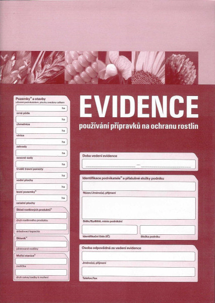 Evidence přípravků - tiskopis