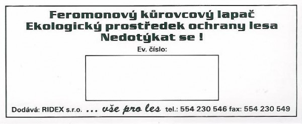 Štítek na lapače RIDEX - evidenční